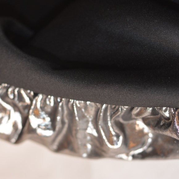 Silver Lamae Strapless Dress SZ S - Picture 6 of 7